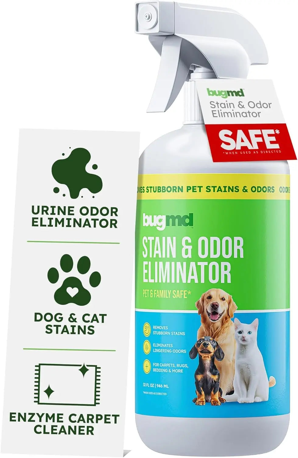 BugMD Enzyme Cleaner Pet Urine Stain Odor Remover Unscented Carpet Spray Default Title