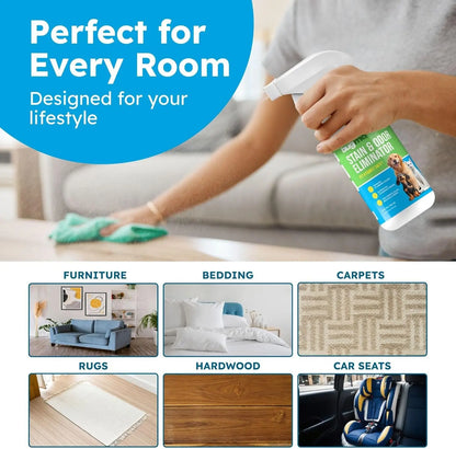 BugMD Enzyme Cleaner Pet Urine Stain Odor Remover Unscented Carpet Spray