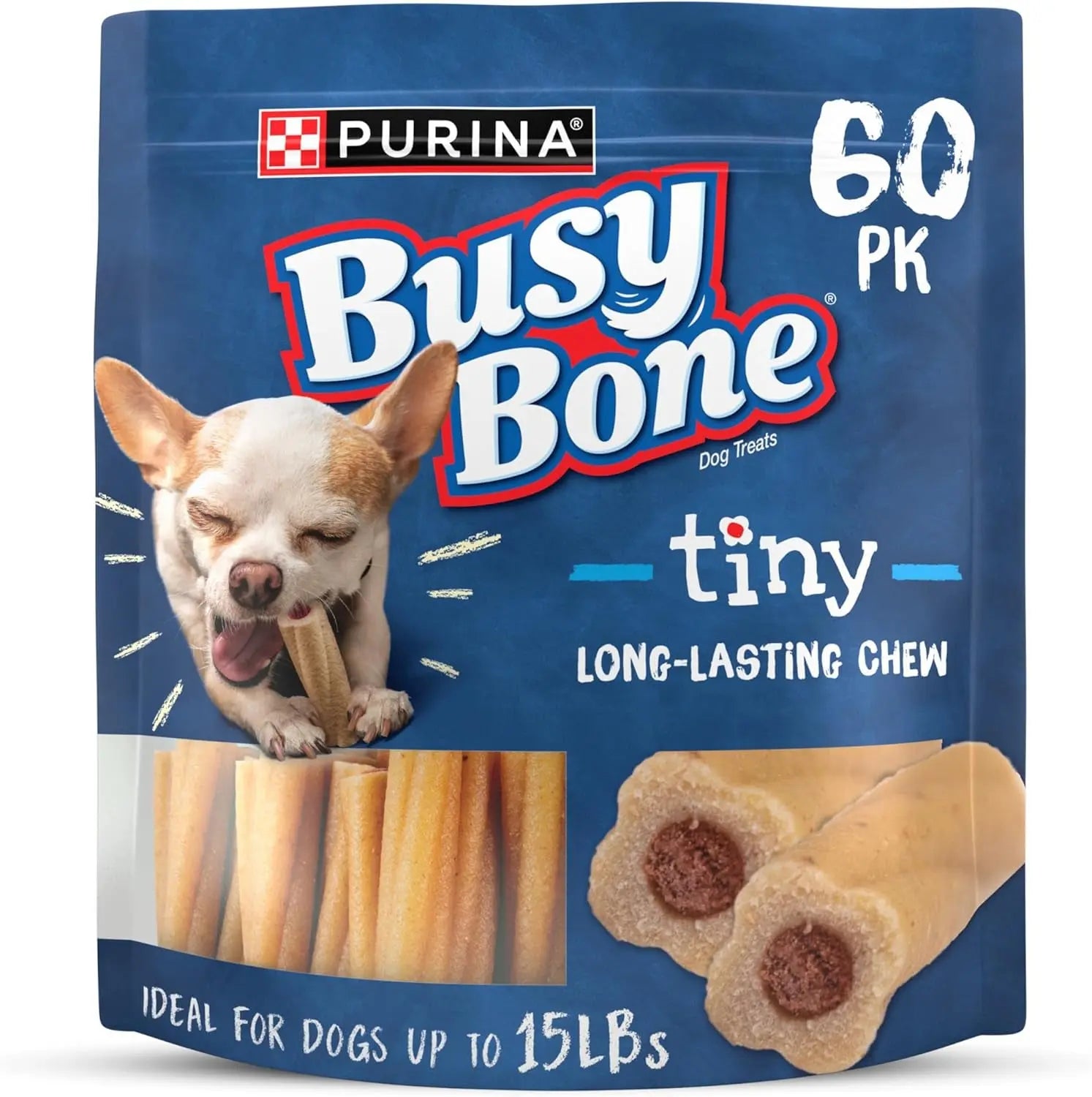 Busy Bone Small Dog Chew Treats Rawhide Free Long Lasting 60 Count 60 Count (Pack Of 1)