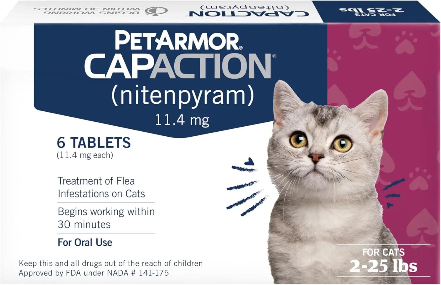 CAPACTION Oral Flea Tablets for Cats 2–25 lbs – 6 Doses, Fast-Acting Relief Default Title