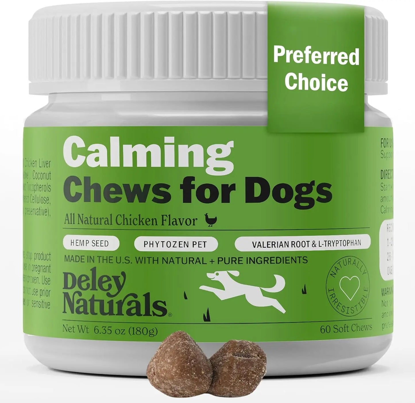 Calming Chews for Dogs, Vet-Reviewed Anxiety Support Treats, Hemp-Free 60 Soft Chews