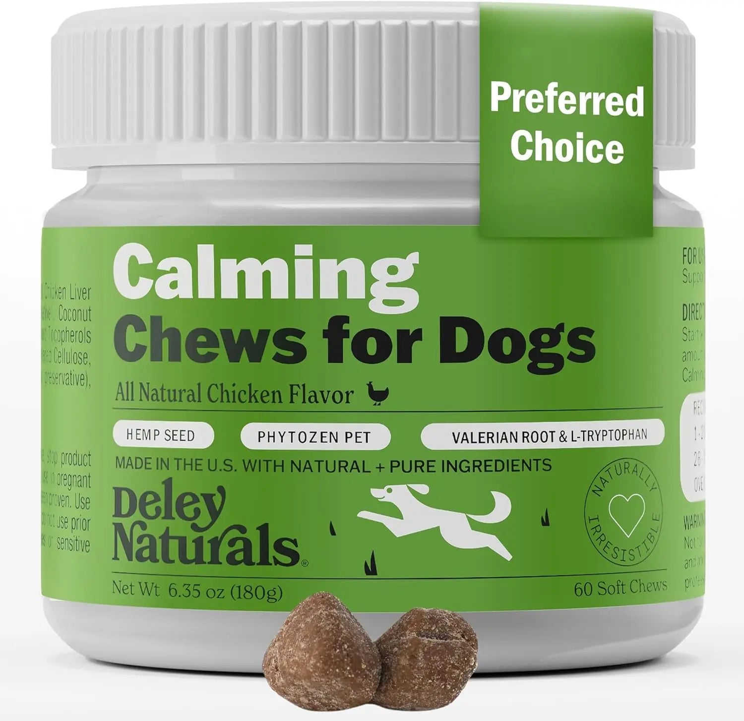 Calming Chews for Dogs, Vet-Reviewed Anxiety Support Treats, Hemp-Free 60 Soft Chews