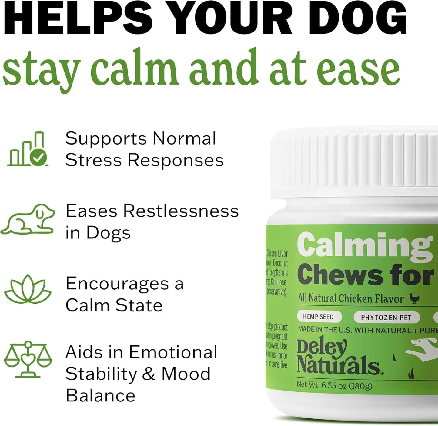 Calming Chews for Dogs, Vet-Reviewed Anxiety Support Treats, Hemp-Free
