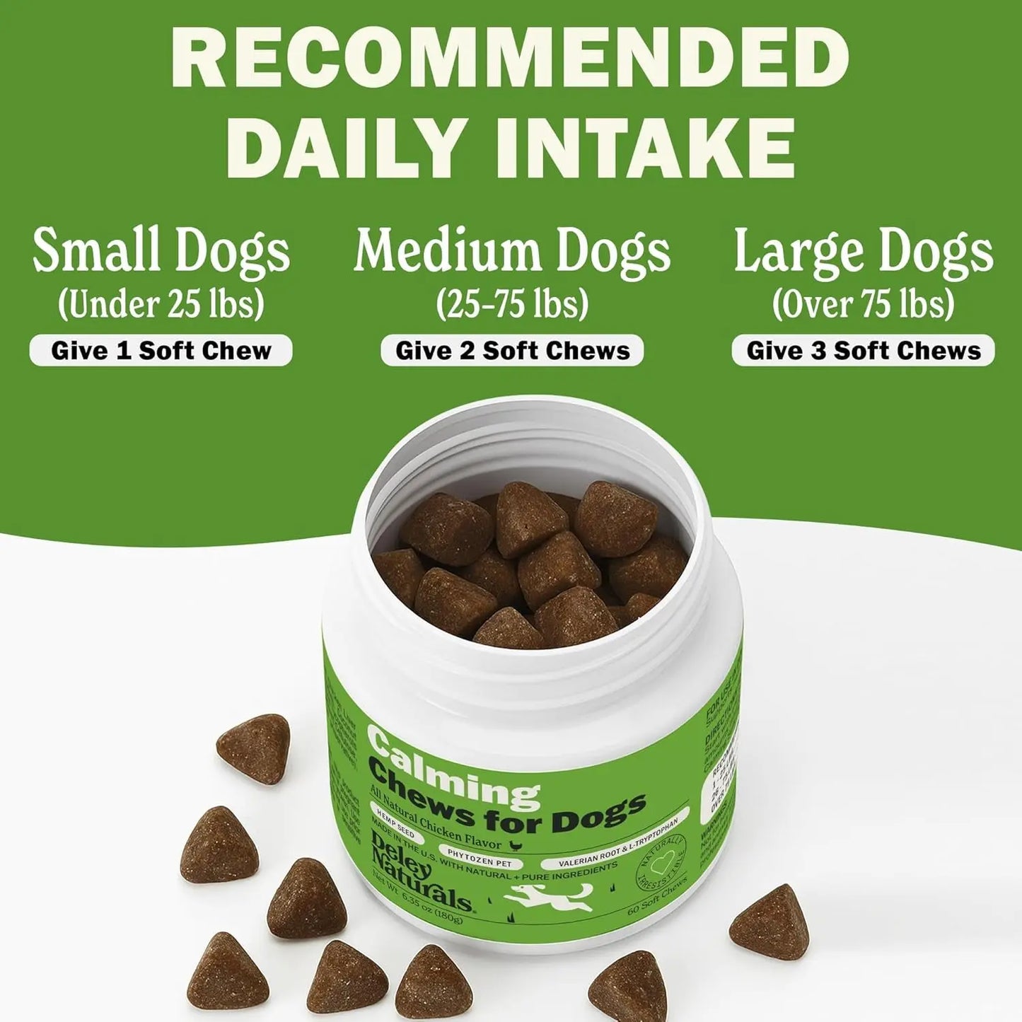 Calming Chews for Dogs, Vet-Reviewed Anxiety Support Treats, Hemp-Free