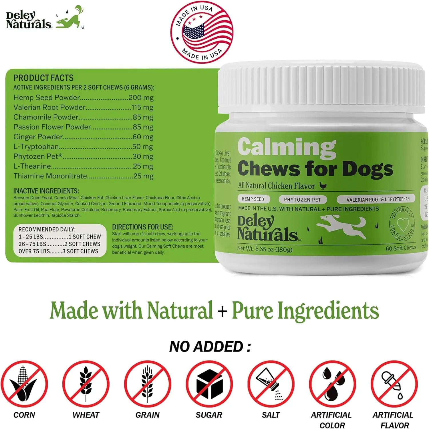 Calming Chews for Dogs, Vet-Reviewed Anxiety Support Treats, Hemp-Free