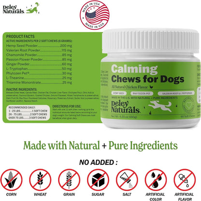 Calming Chews for Dogs, Vet-Reviewed Anxiety Support Treats, Hemp-Free