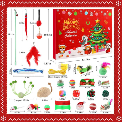 Cat Advent Calendar 2025 24-Day Christmas Countdown with Cat Toys 24 Pack
