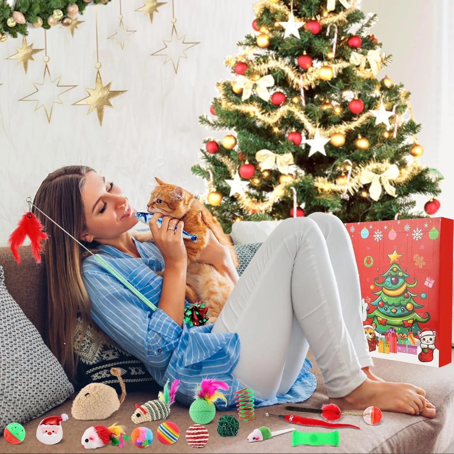 Cat Advent Calendar 2025 24-Day Christmas Countdown with Cat Toys 24 Pack