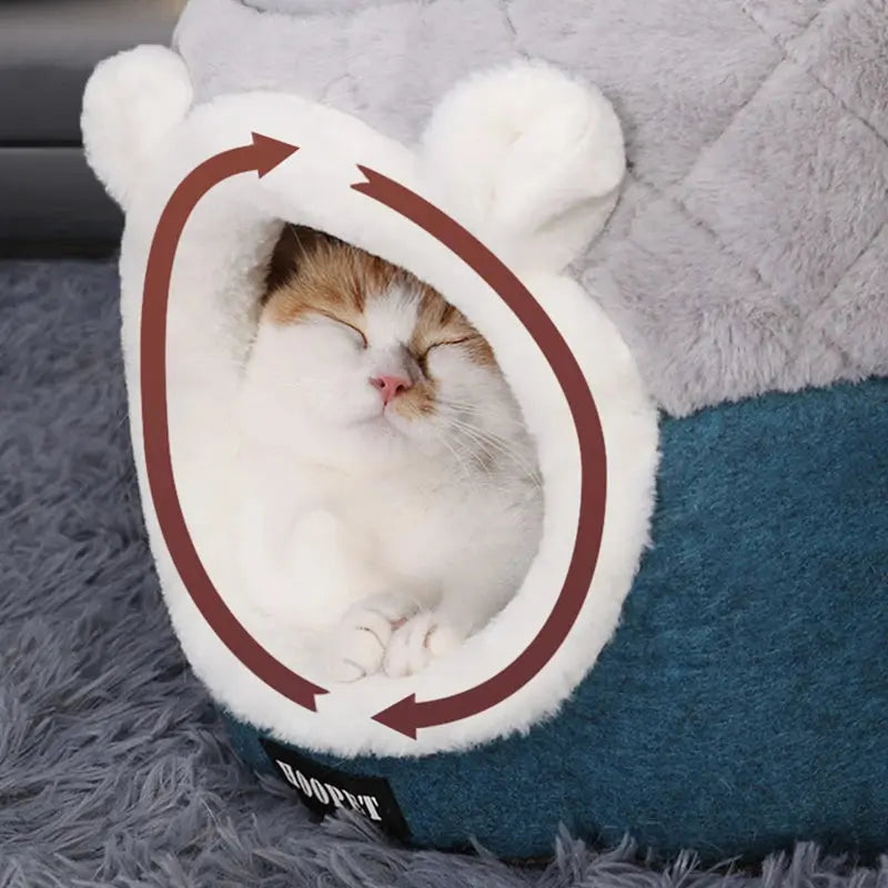 Cat Bed House, Soft Plush Warm Pet Nest with Cushion for Small Dogs & Cats, Cozy Winter Sleeping Mat