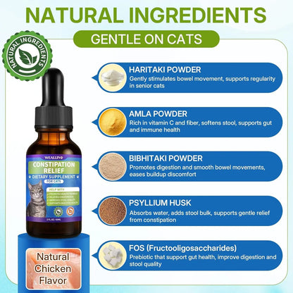 Cat Constipation Relief – Natural Digestive Support Liquid, 60 mL