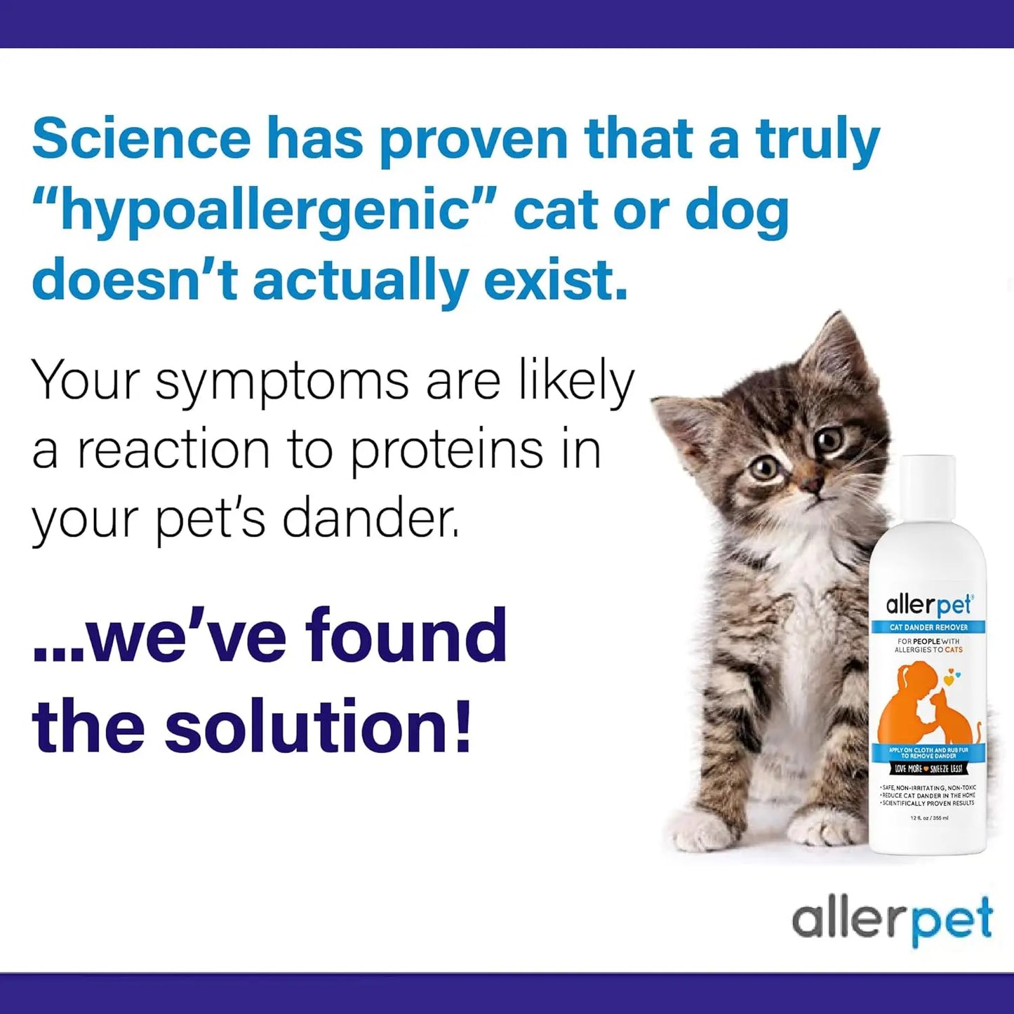 Cat Dander Remover Spray – Allergy Relief for Cats & Humans, Natural Chamomile & Rosemary, 12oz