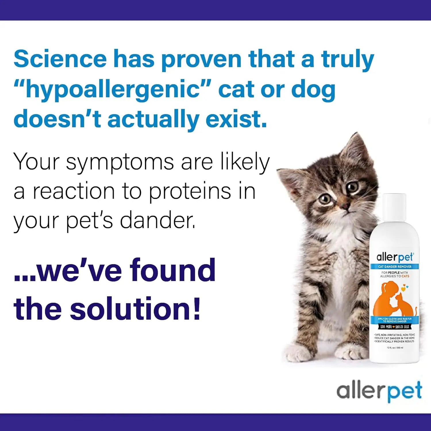 Cat Dander Remover Spray – Allergy Relief for Cats & Humans, Natural Chamomile & Rosemary, 12oz