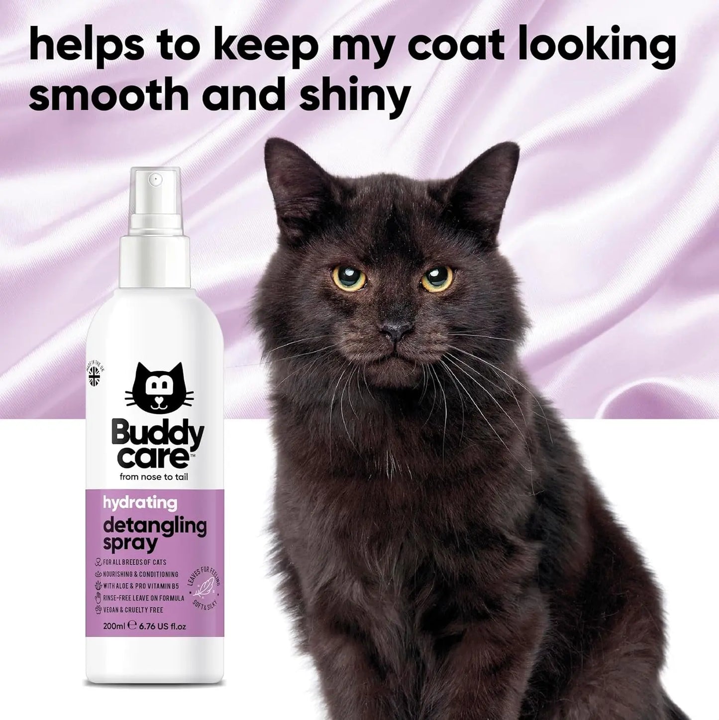 Cat Detangling Spray Matted Fur Remover Leave In Aloe B5 Smooth Coat Care