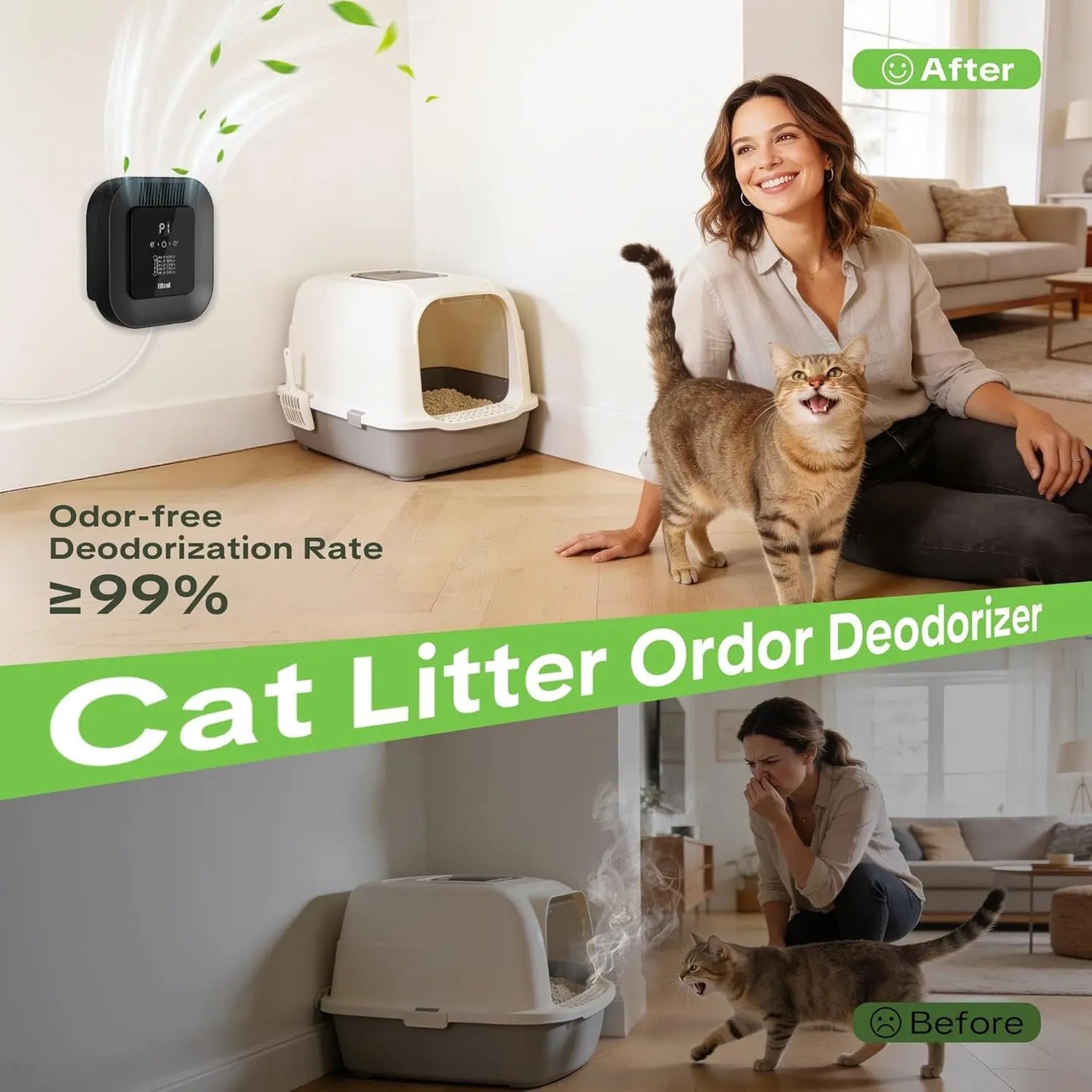 Cat Litter Deodorizer & Aromatherapy Ozone Air Purifier 5 Mode USB Plug In