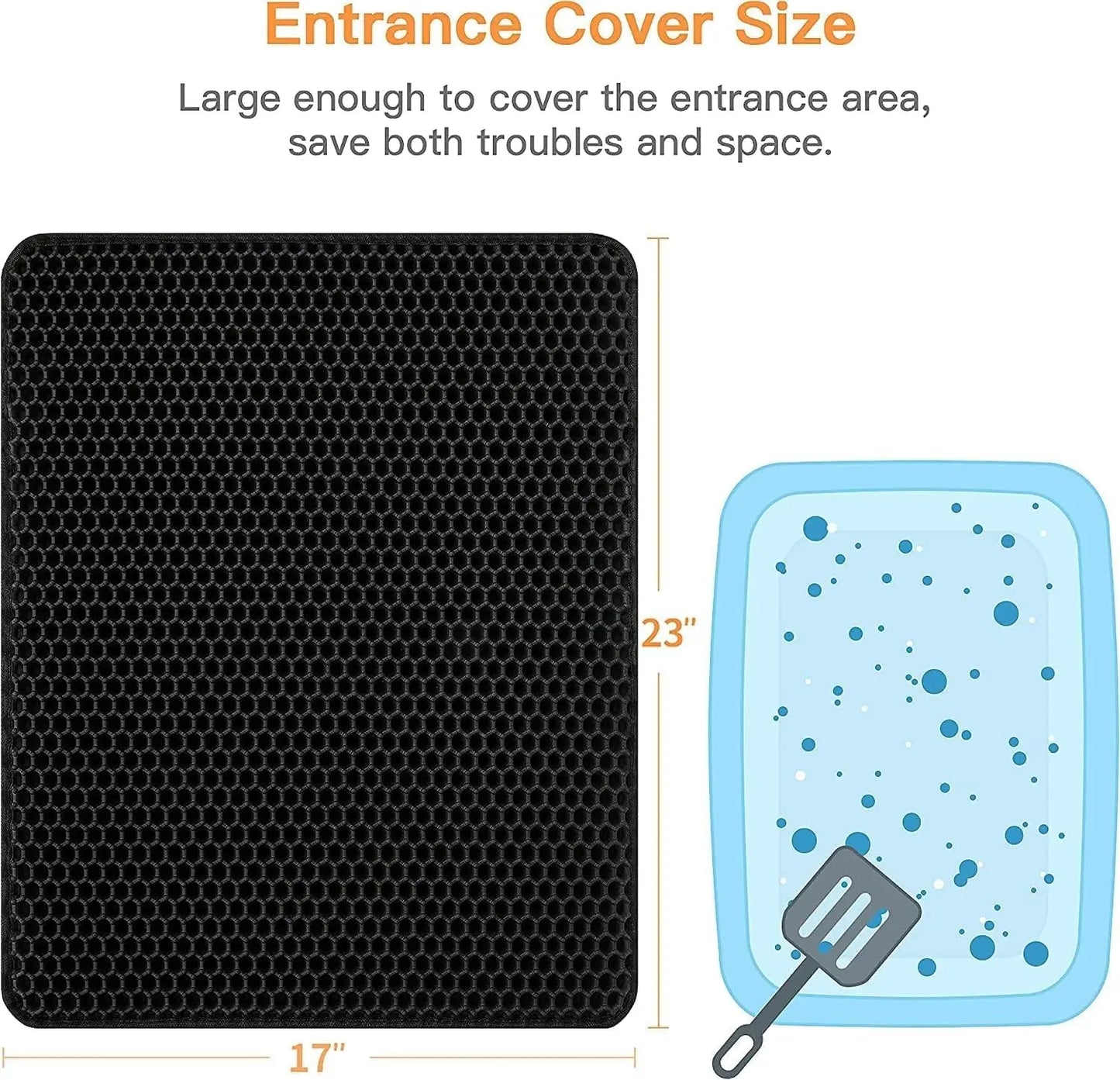 Cat Litter Mat –Waterproof & Urine Proof, Scatter Control, Easy Clean, Washable, BPA-Free