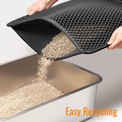 Cat Litter Mat –Waterproof & Urine Proof, Scatter Control, Easy Clean, Washable, BPA-Free