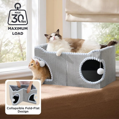 Cat Scratcher House with Removable Sisal Top, Foldable Cat Furniture