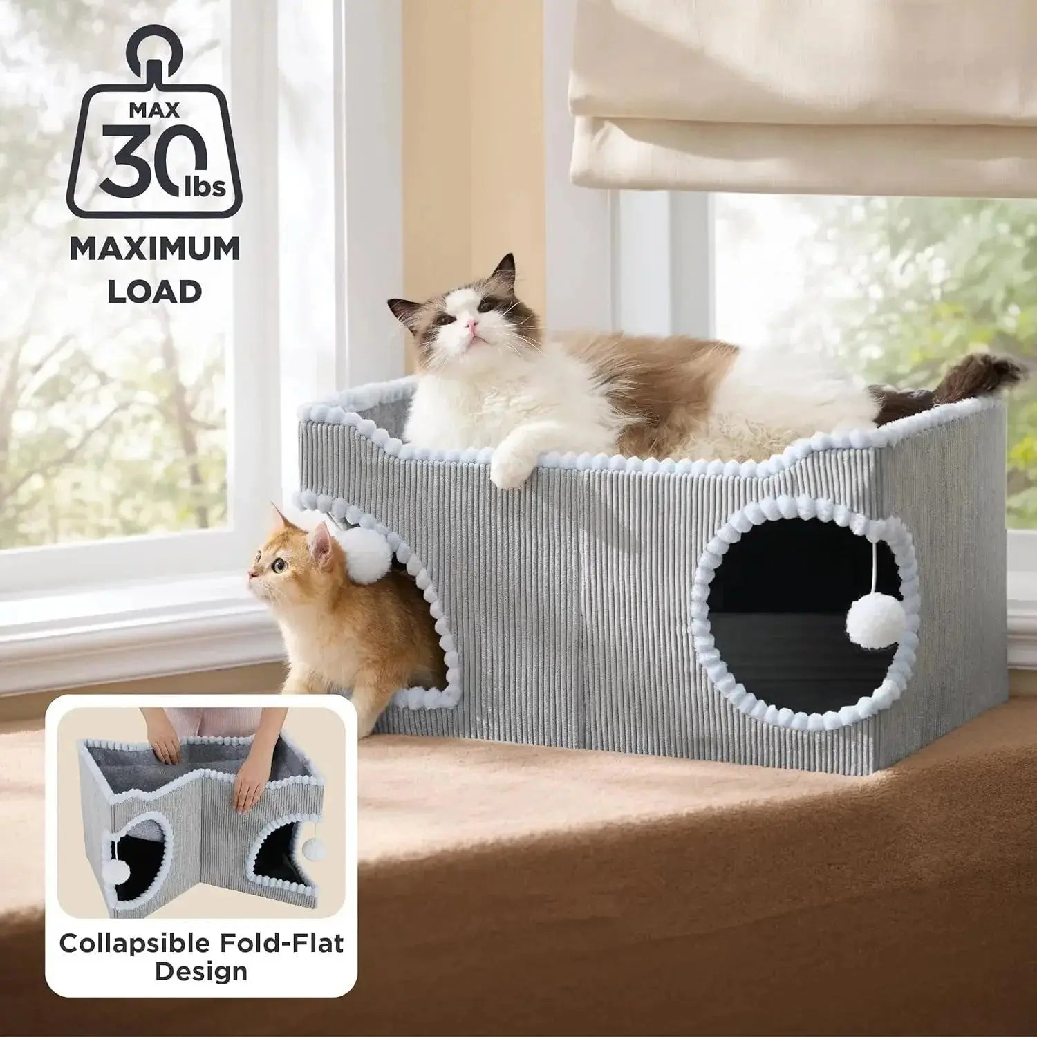 Cat Scratcher House with Removable Sisal Top, Foldable Cat Furniture