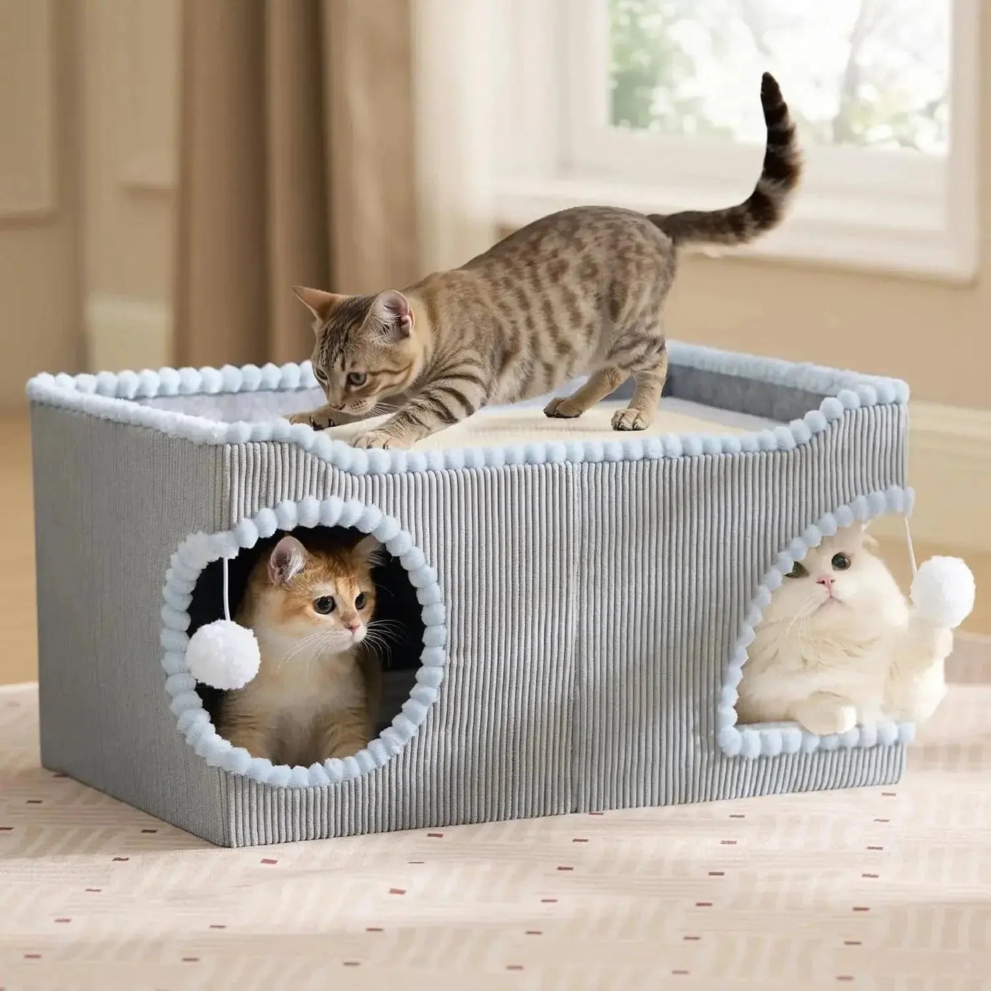 Cat Scratcher House with Removable Sisal Top, Foldable Cat Furniture