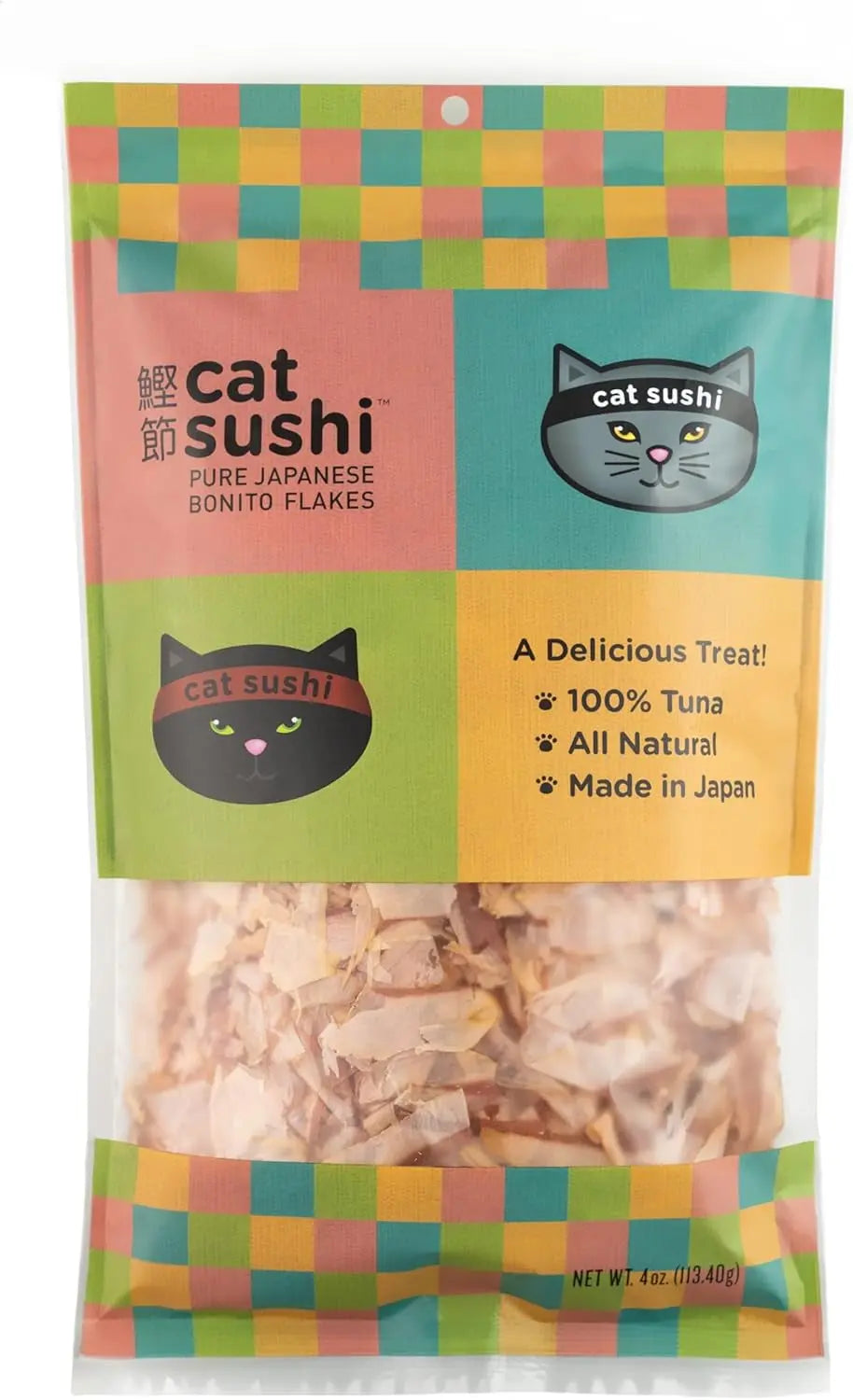 Cat Sushi Bonito Flakes Treats, 100% Pure Tuna Meal Topper for Cats Classic 4 Ounce (Pack Of 1)