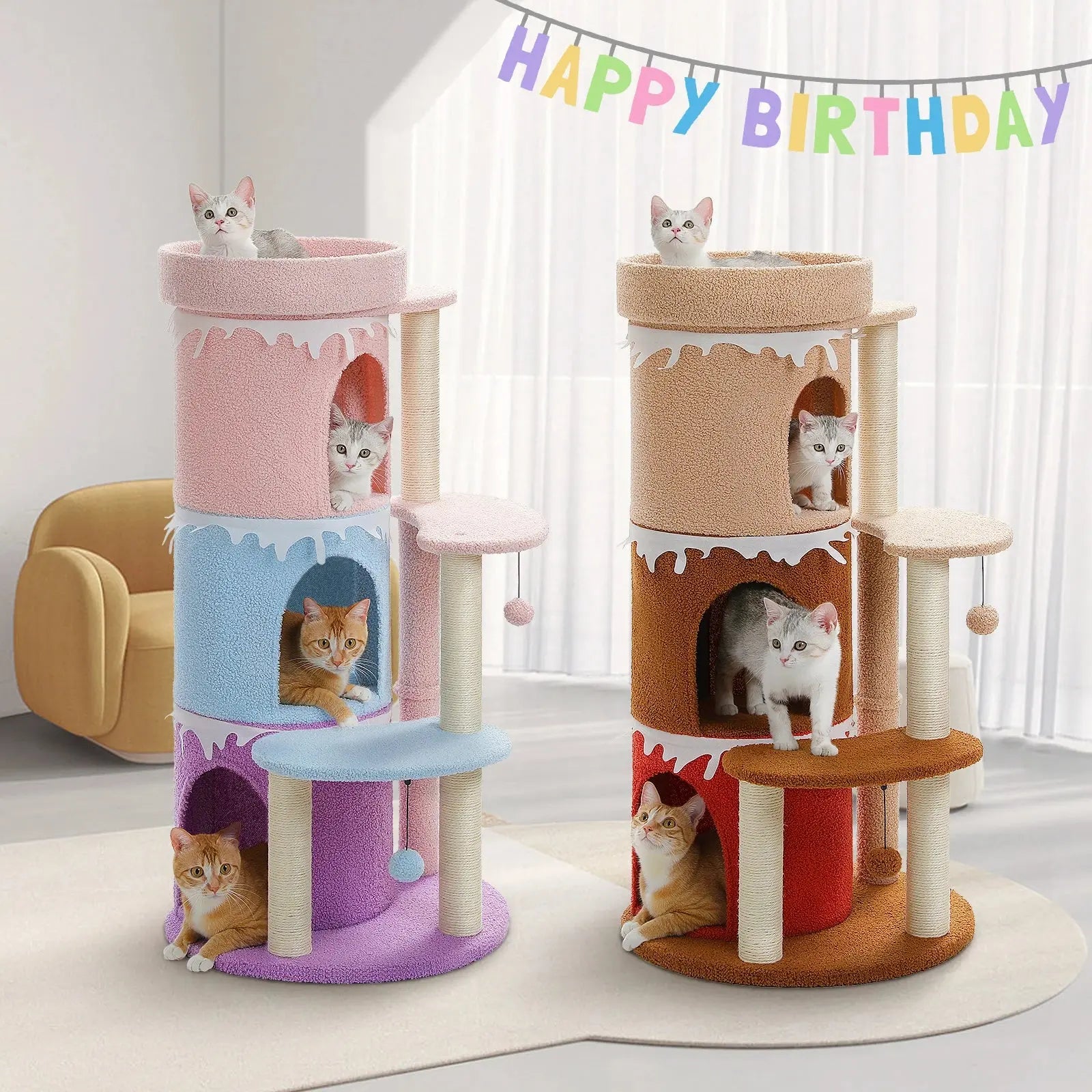 Cat Tree Tower Condo – Multi-Tier Cake Design, Sisal Scratching Posts, Indoor Cat House