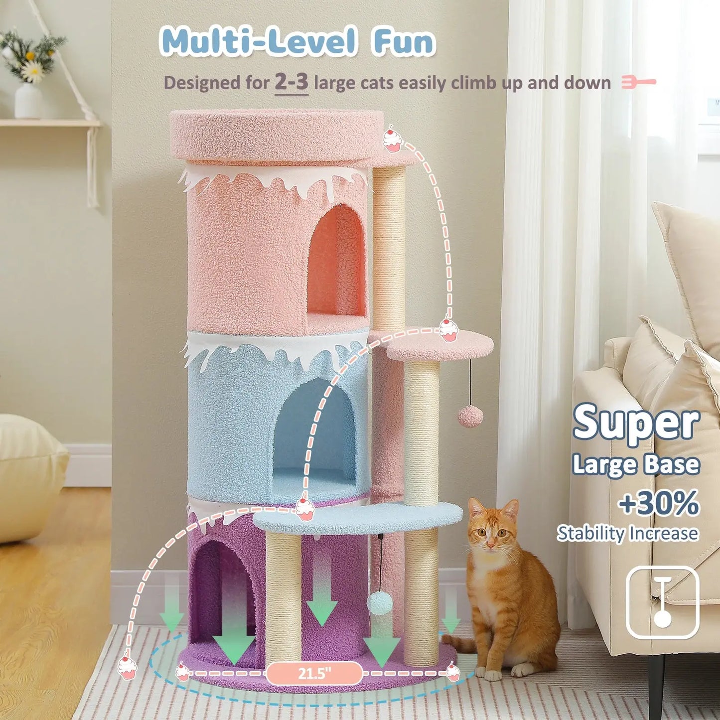 Cat Tree Tower Condo – Multi-Tier Cake Design, Sisal Scratching Posts, Indoor Cat House
