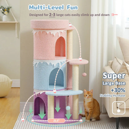 Cat Tree Tower Condo – Multi-Tier Cake Design, Sisal Scratching Posts, Indoor Cat House