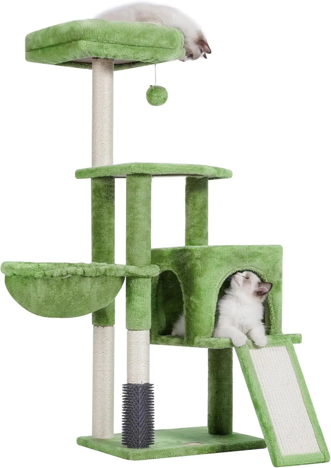 Cat Tree, Cat Tower for Indoor Cats with Scratching Board, Multi-Level Cat Furniture Condo with Feeding Bowl Smoky Gray HCT010G Green 42.5 Inch
