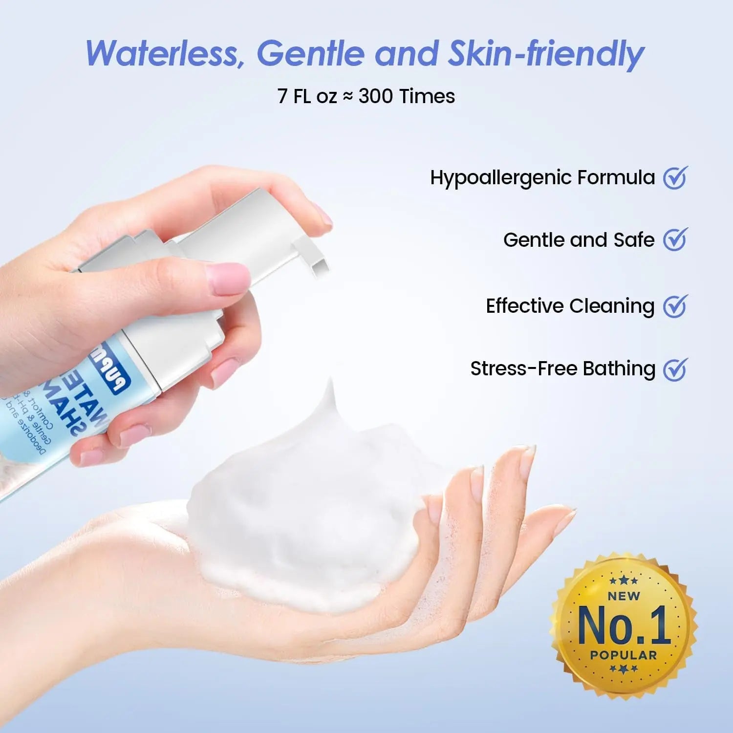 Cat Waterless Shampoo No Rinse Hypoallergenic Detangling Odor Control