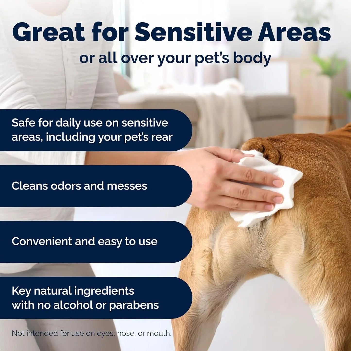Cat & Dog Anal Gland Wipes Deodorizing Aloe Vitamin E Grooming Wipes 75-100Ct
