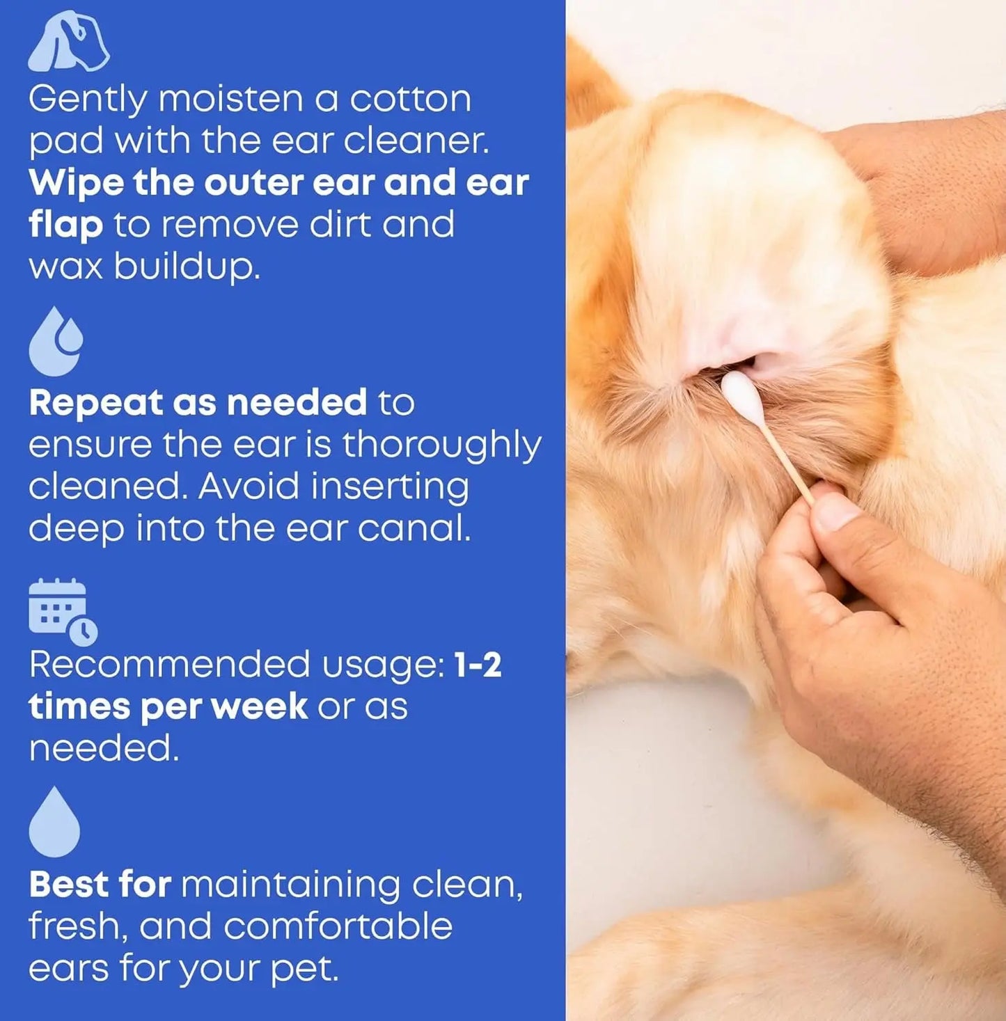 Cat & Dog Ear Cleaner Drops, Yeast & Wax Flush for Itchy Ears, Vet Formula