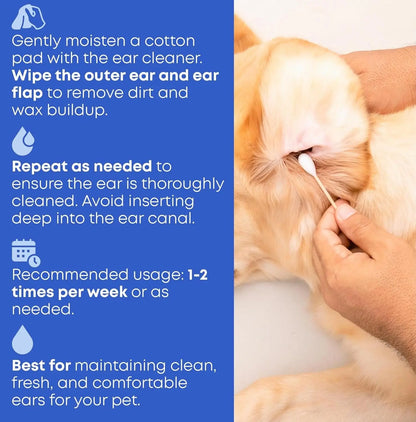 Cat & Dog Ear Cleaner Drops, Yeast & Wax Flush for Itchy Ears, Vet Formula