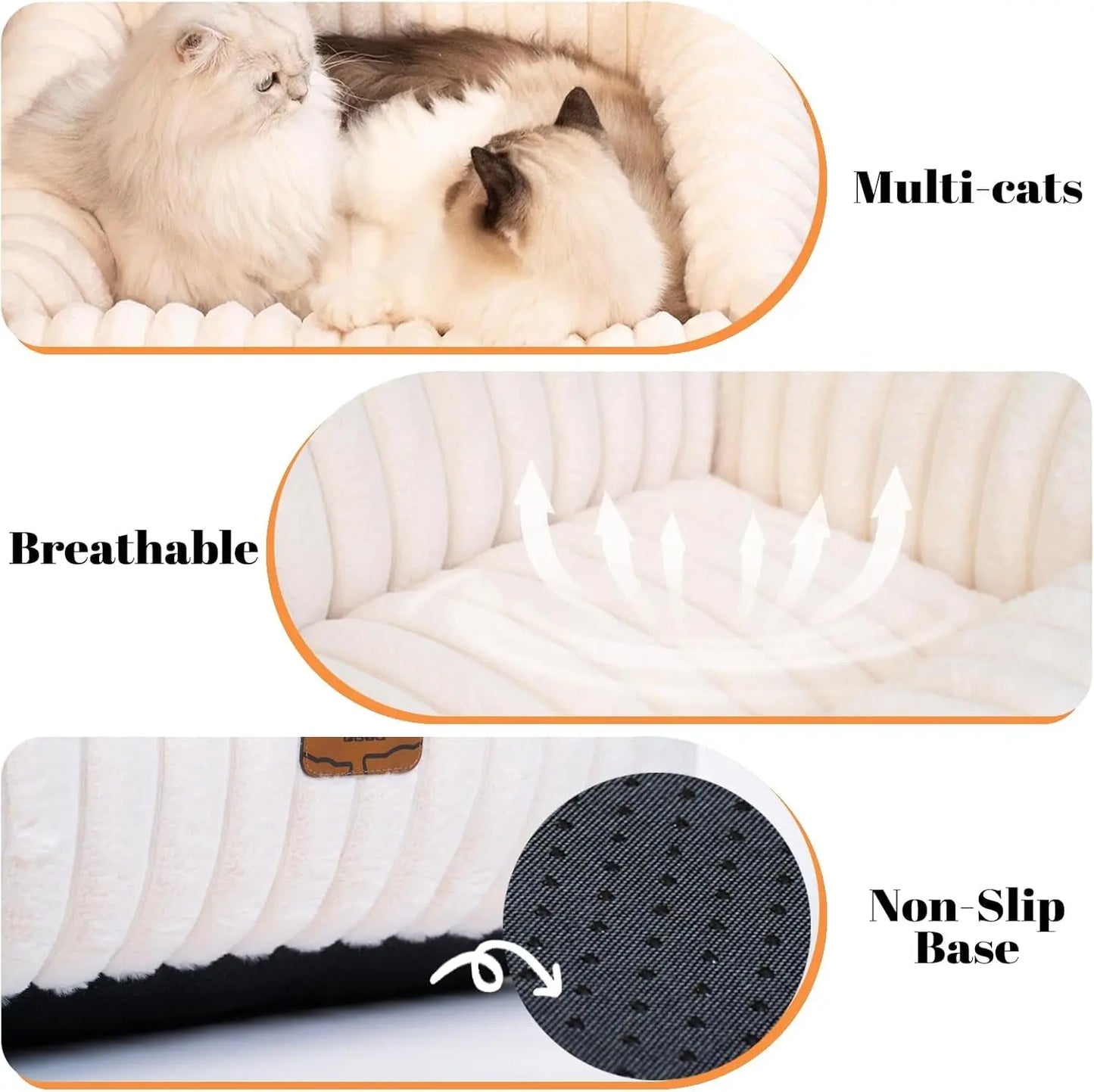 Cat & Small Dog Bed -Couch Off-White, Washable Cover, Non-Slip, Supportive Foam