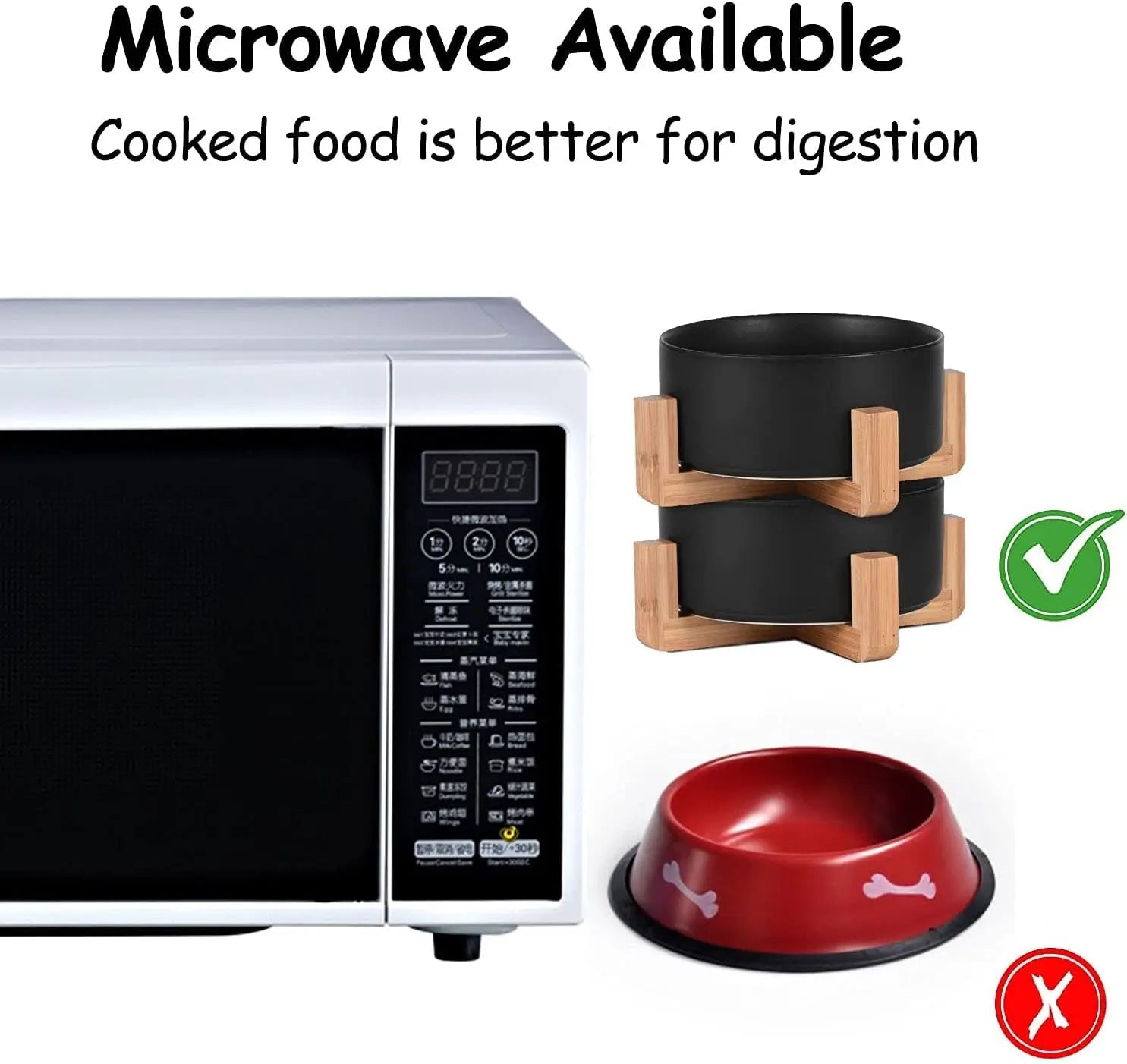 Ceramic Cat & Small Dog Bowl Set with Stand 13.5oz Non Slip Double