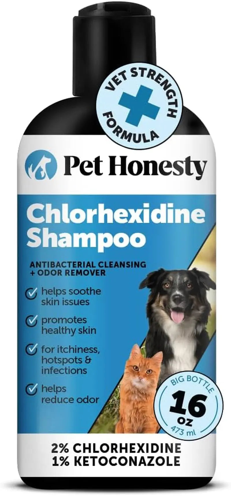 Chlorhexidine Itch Relief Pet Shampoo – Dogs & Cats, 16oz for Allergies, Itching, Skin and Coat Supplement Chlorhexidine - Shampoo