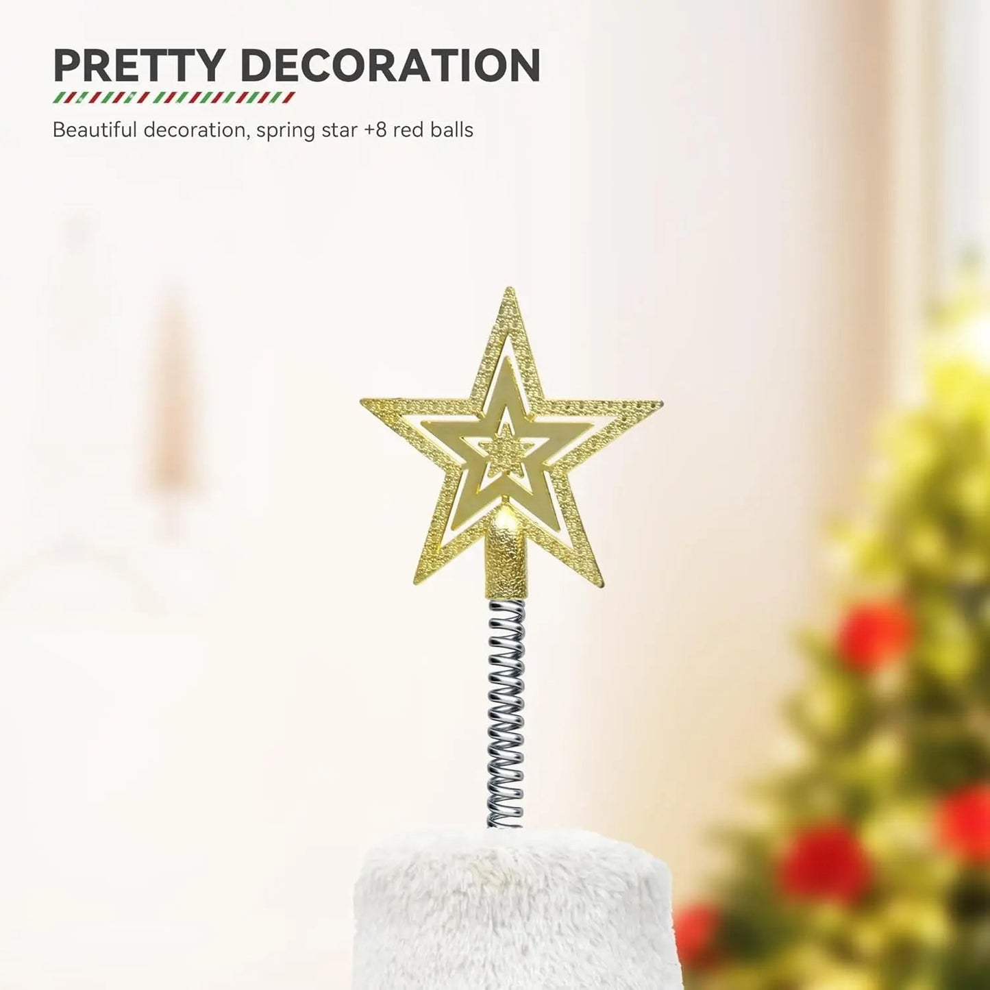 Christmas Cat Tree Tower with 2 Cozy Houses & Toys –Festive Indoor Cat Furniture