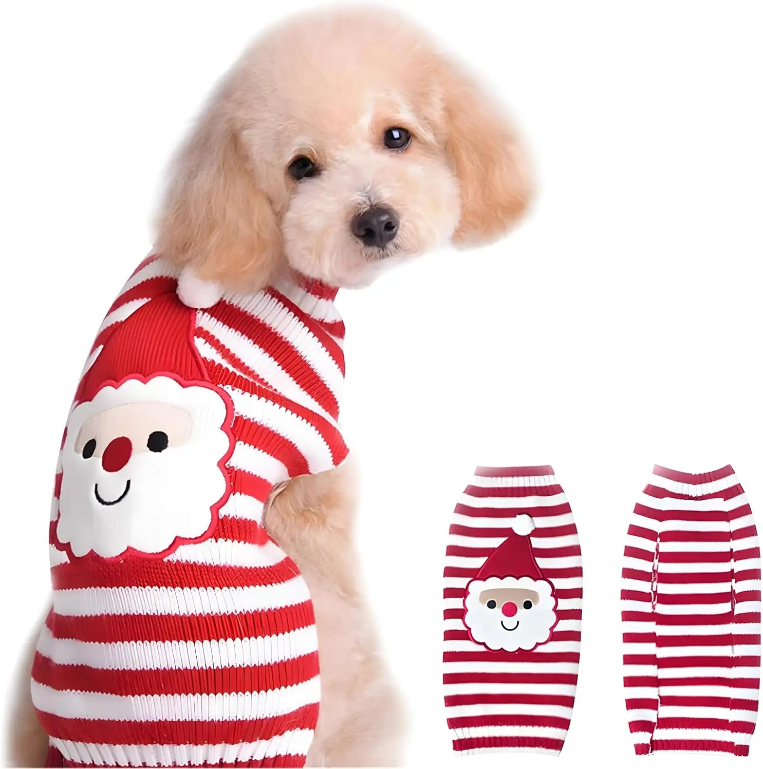 Christmas Dog Sweater – Various Patterns Knit Holiday Pet Clothes XS–3XL 8-Santa Claus