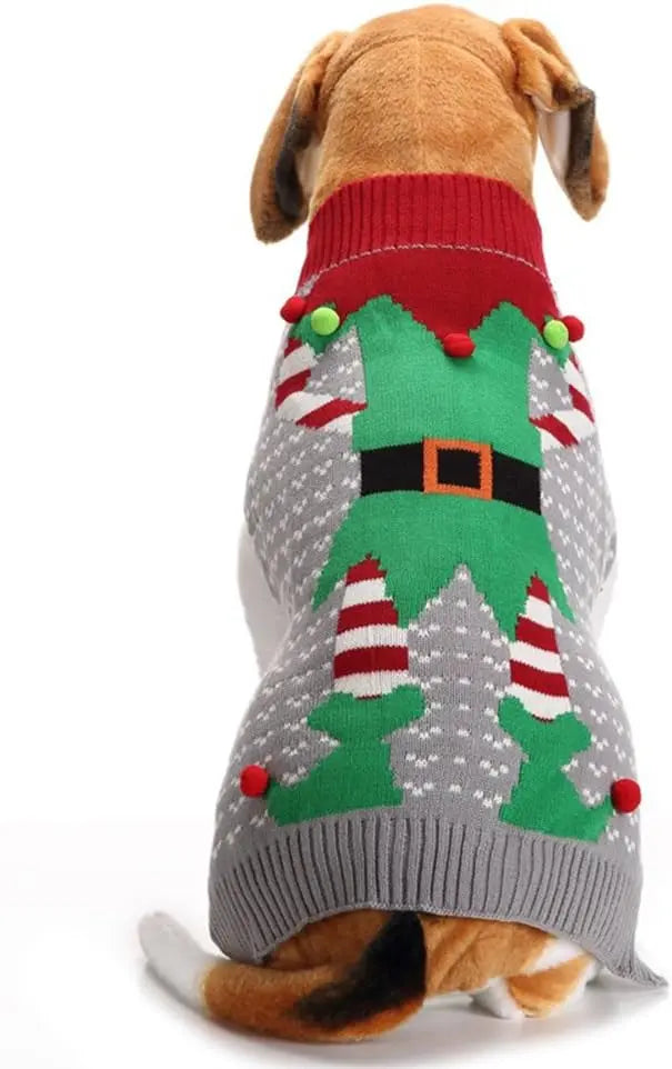 Christmas Dog Sweater – Various Patterns Knit Holiday Pet Clothes XS–3XL 9-Clown