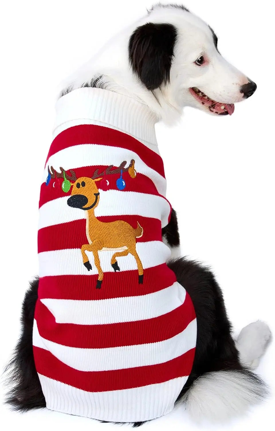 Christmas Dog Sweater – Various Patterns Knit Holiday Pet Clothes XS–3XL 4-Red Fawn
