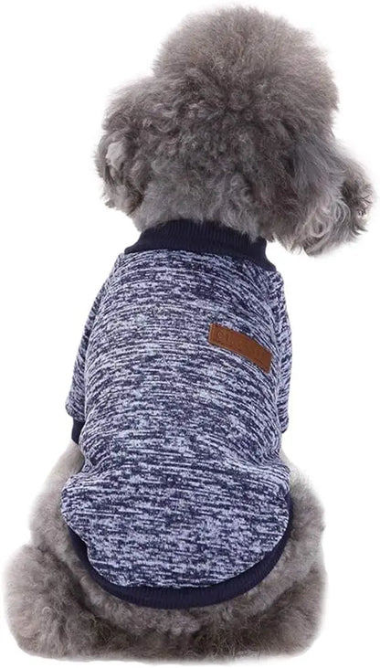 Classic Knit Dog Sweater – Warm Winter Soft Sweater for Small Dogs & Cats XXS–XL Navy Blue