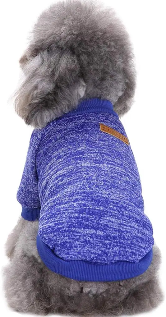 Classic Knit Dog Sweater – Warm Winter Soft Sweater for Small Dogs & Cats XXS–XL Dark Blue