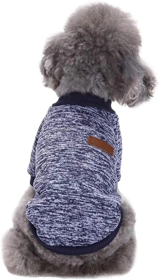 Classic Knit Dog Sweater – Warm Winter Soft Sweater for Small Dogs & Cats XXS–XL Navy Blue