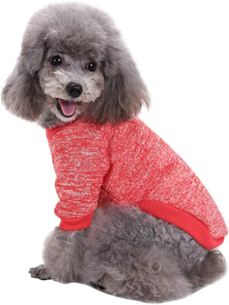 Classic Knit Dog Sweater – Warm Winter Soft Sweater for Small Dogs & Cats XXS–XL Red