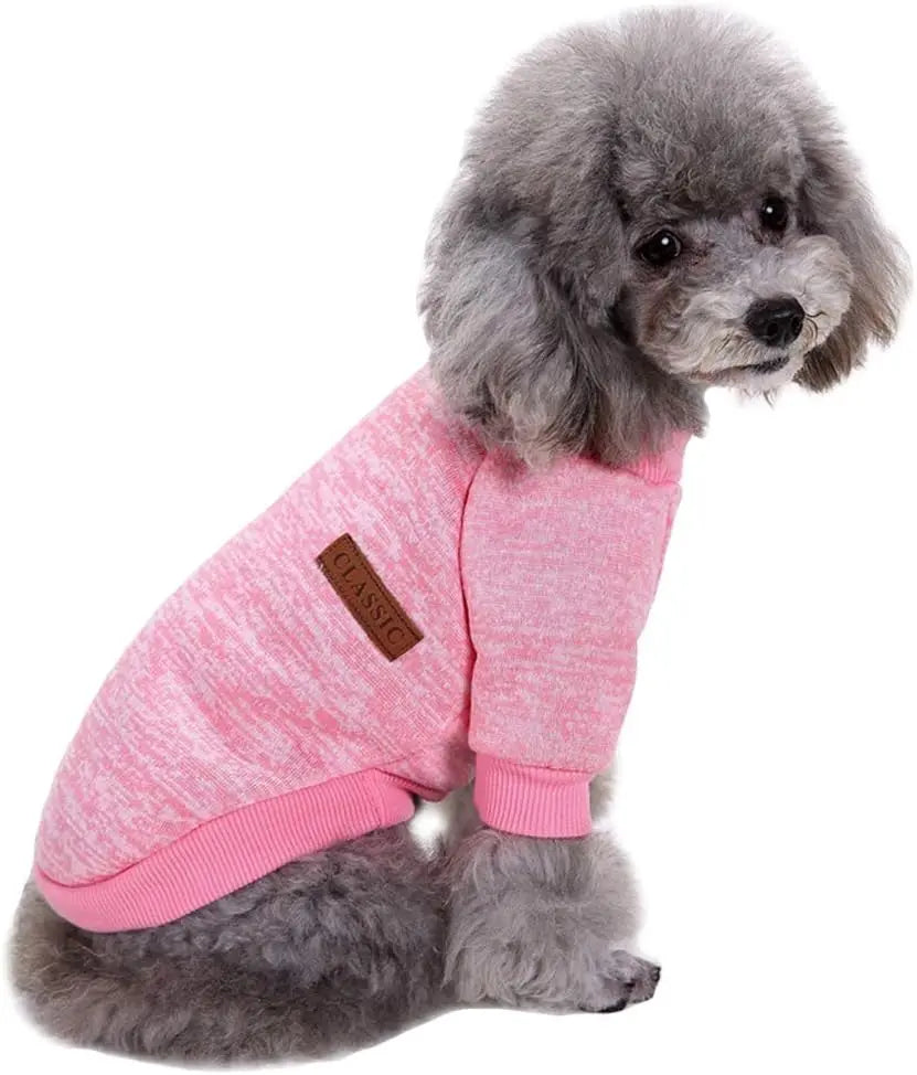 Classic Knit Dog Sweater – Warm Winter Soft Sweater for Small Dogs & Cats XXS–XL Pink