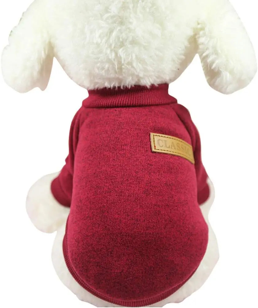 Classic Knit Dog Sweater – Warm Winter Soft Sweater for Small Dogs & Cats XXS–XL Wine Red