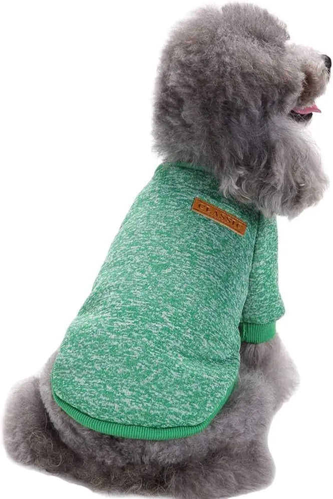Classic Knit Dog Sweater – Warm Winter Soft Sweater for Small Dogs & Cats XXS–XL Green