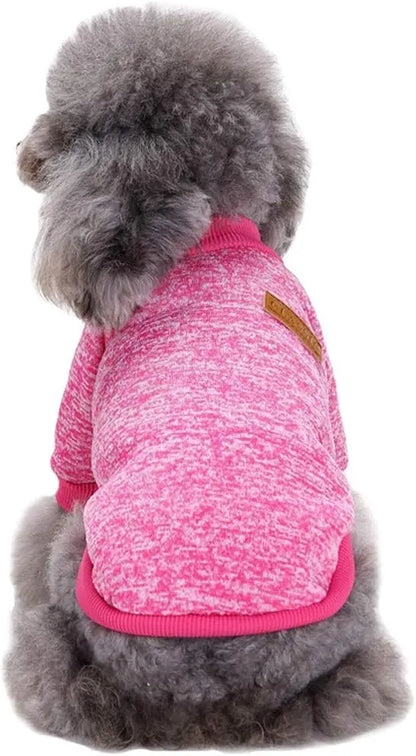 Classic Knit Dog Sweater – Warm Winter Soft Sweater for Small Dogs & Cats XXS–XL Rose