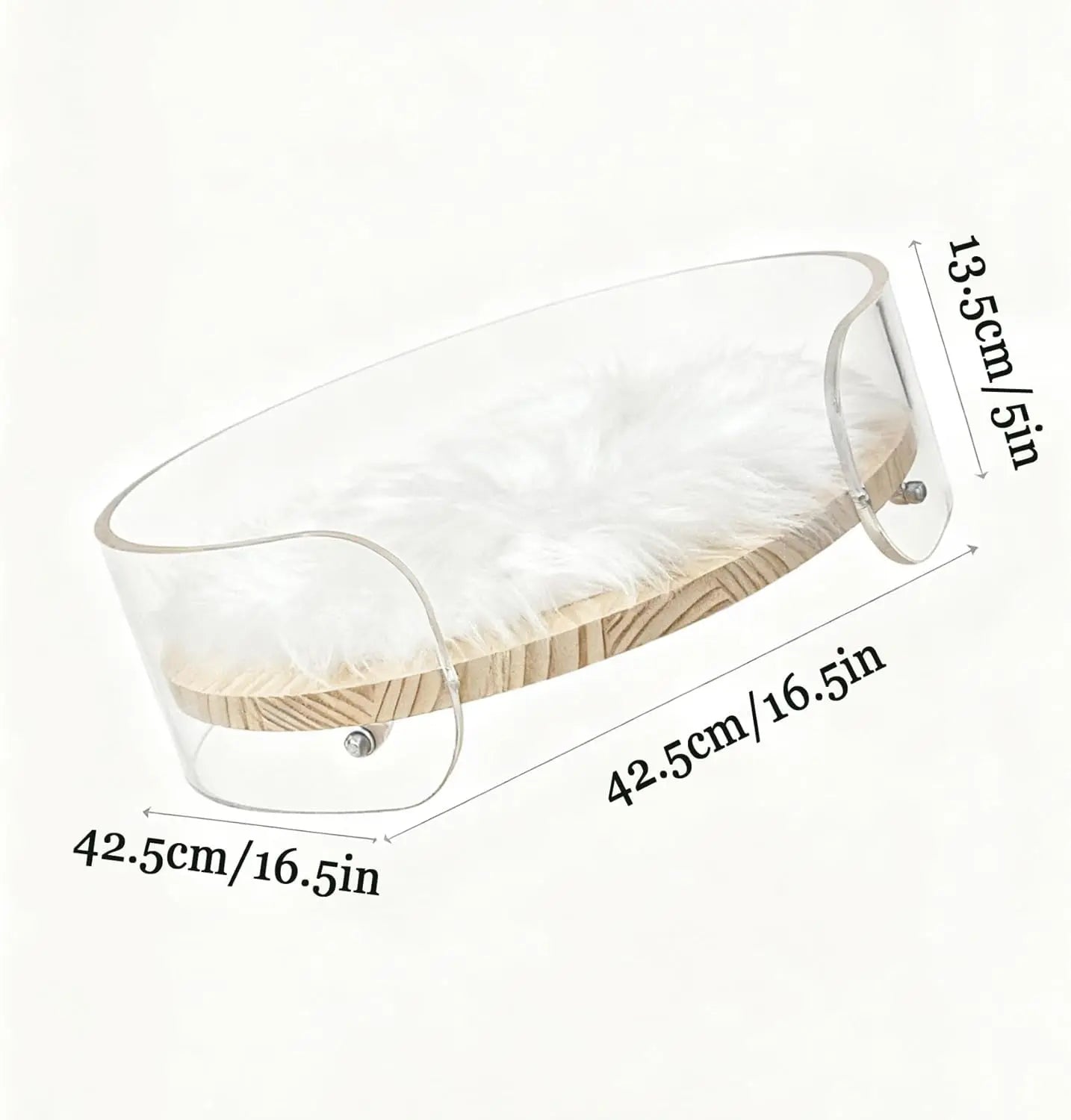 Clear Acrylic Cat Bed with Wooden Base | Modern Living Suite Pet Furniture