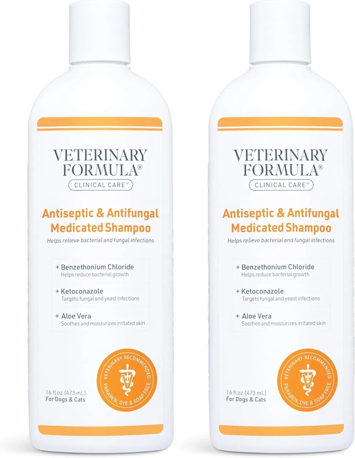 Clinical Care Antiseptic & Antifungal Medicated Shampoo for Dogs & Cats, 16 oz Shampoo (2-Pack)