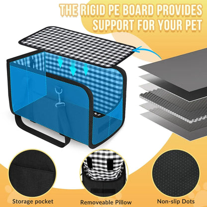 Console Dog Car Seat for Small Dogs, Anti-Slip Booster with Safety Strap